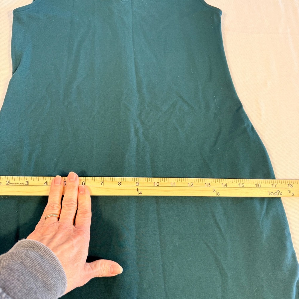 Lands End Womens Sz 2 Green Ponte Knit V-Neck Sleeveless Sheath Dress Pockets - Picture 11 of 16
